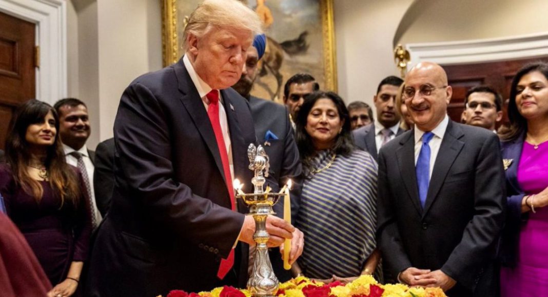 Image: President Trump at Diwali Ceremonial Lighting of the Diya at the White House, 2018 (Source: US Embassy in India)