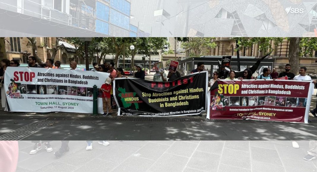Image: Peaceful protest to raise awareness against targetted violence against minorities in Bangladesh (Source: X)