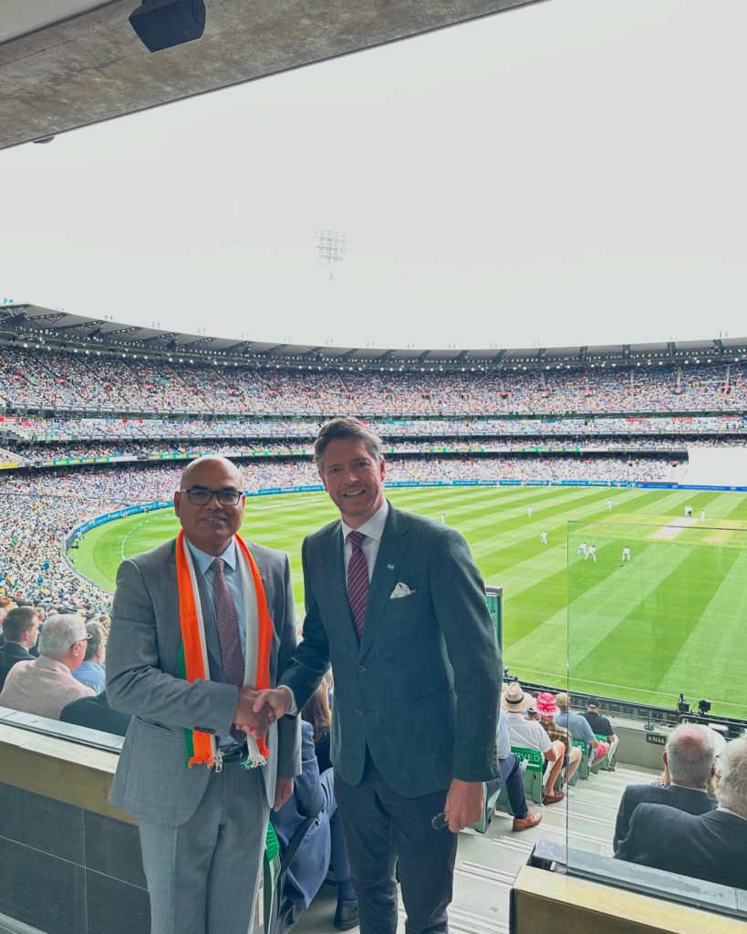 Indian Consul General displays Australian cricket poster after Boxing Day Test bet loss to Melbourne Lord Mayor 1 472202041 18372382426112577 953414464687748049 n 1