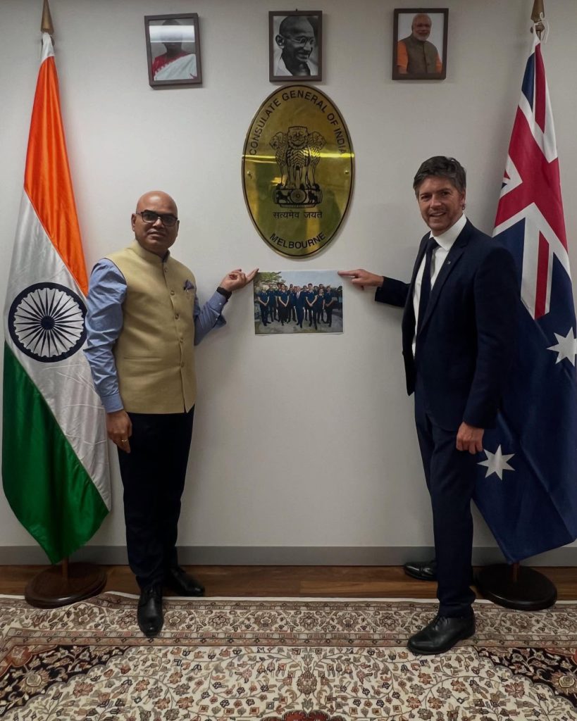 Indian Consul General displays Australian cricket poster after Boxing Day Test bet loss to Melbourne Lord Mayor 3 472526296 18372382378112577 1762558354263833373 n 3