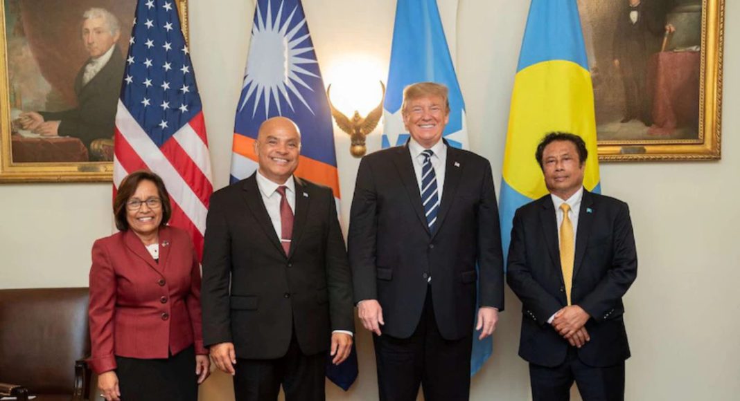 Image: US President Donald Trump met with, from left, Marshall Islands President Hilda Heine, Federated States of Micronesia President David Panuelo, and Palau President Tommy Remengesau, 2019 (Source: Facebook: US Embassy Kolonia/Official White House Photo)