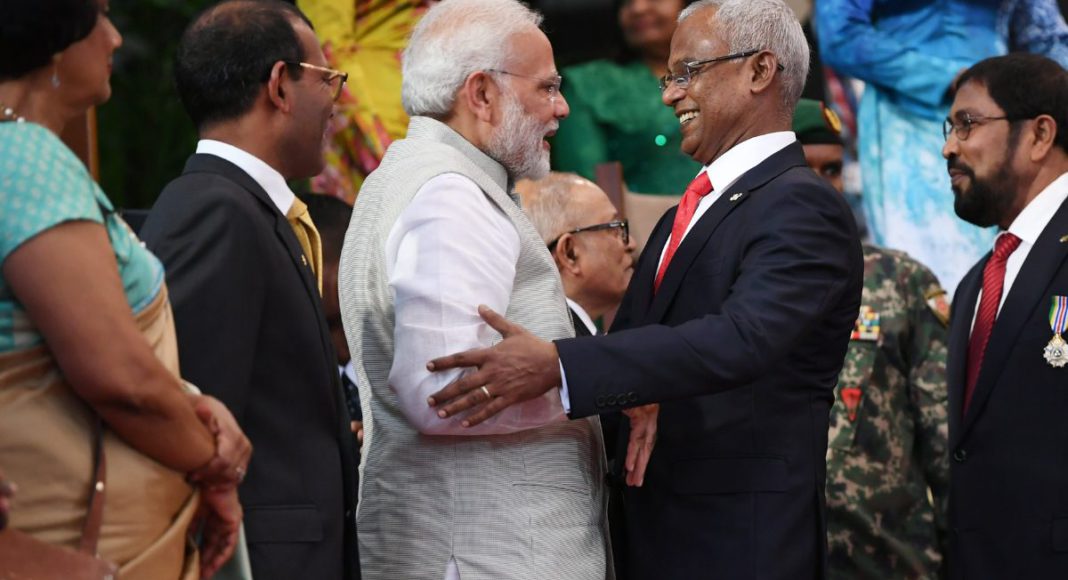 Image: India's Prime Minister with Ibrahim Mohamed Solih, President of Maldives (Source: X)