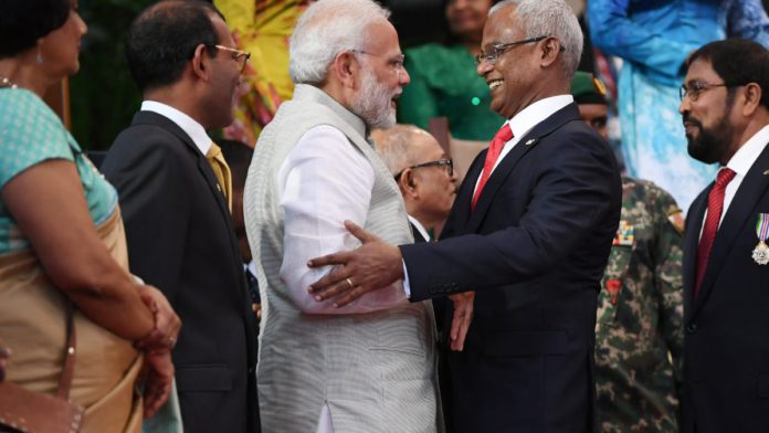 Image: India's Prime Minister with Ibrahim Mohamed Solih, President of Maldives (Source: X)