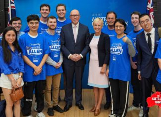 Peter Dutton at Katie Allen's election launch- Image Source; Liberal Party Handout