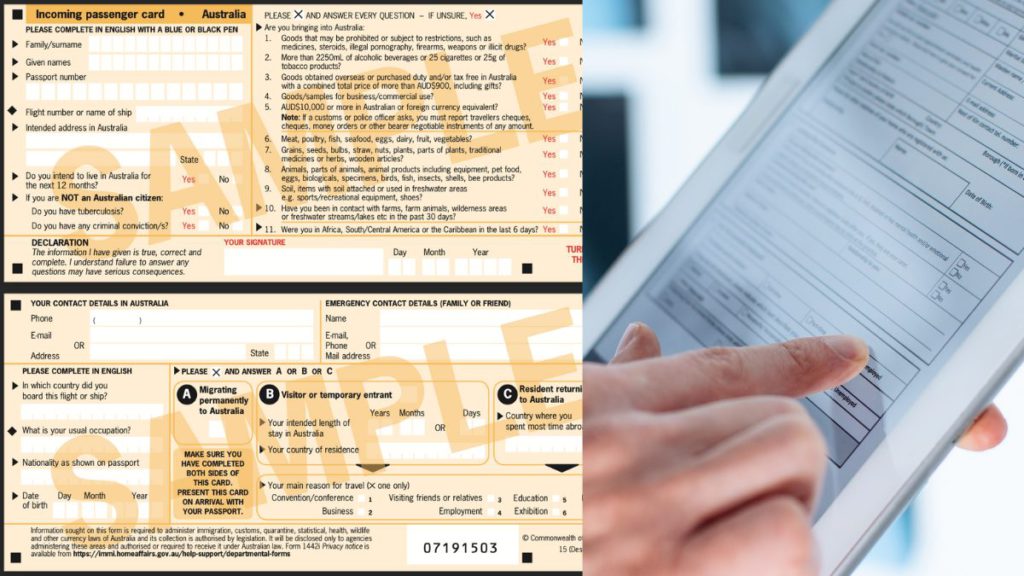 Incoming passenger card; Image Source- CANVA and The Australia Today