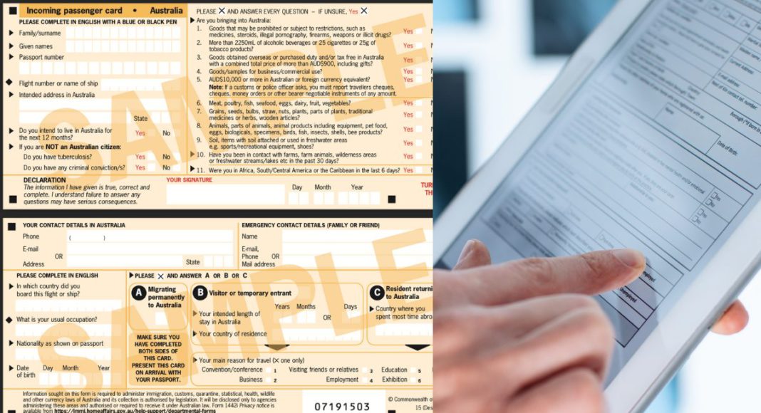 Incoming passenger card; Image Source- CANVA and The Australia Today