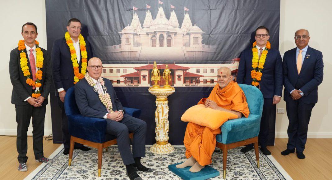 Opposition leader Peter Dutton ata BAPS Temple- Image Source; The Australia Today Opposition leader Peter Dutton ata BAPS Temple- Image Source; The Australia Today