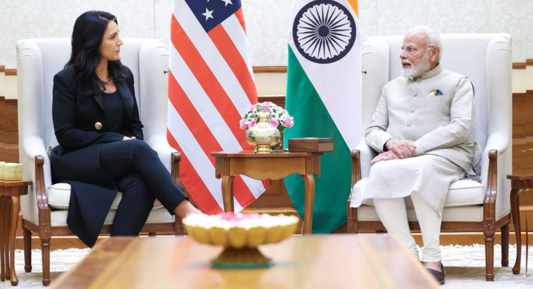 PM Narendra Modi meets US Director of National Intelligence Tulsi Gabbard- Image Source- PIB PM Narendra Modi meets US Director of National Intelligence Tulsi Gabbard- Image Source- PIB