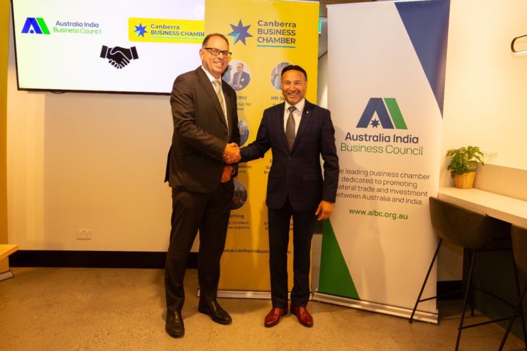 Canberra Business Chamber and Australia India Business Council sign landmark MOU to strengthen bilateral trade ties