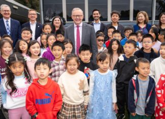 PM Anthony Albanese announcing Language school funding; Image Source- Labor Party Handout