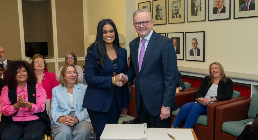 Image: Labor’s Ash Ambihaipahar with Prime Minister Anthony Albanese (Source: Facebook)