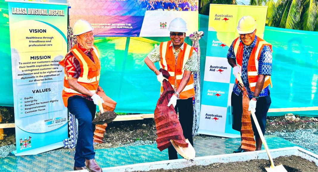 Image: The groundbreaking ceremony, attended by Australian High Commissioner to Fiji Peter Roberts, Fiji’s Deputy Prime Minister Prof. Biman Prasad, and Minister for Health Dr Atonio Lalabalavu (Source: X)