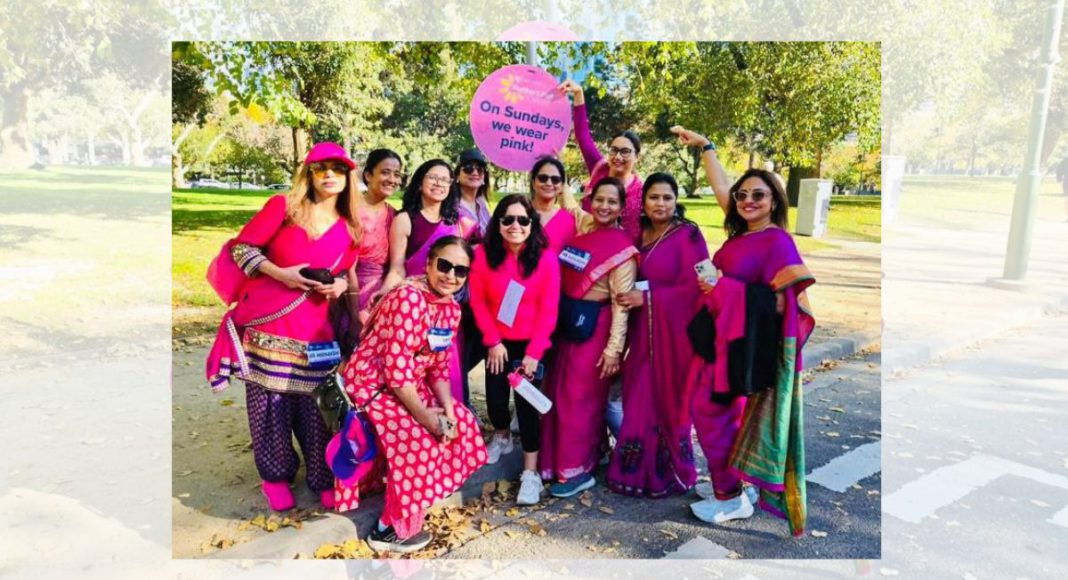 Image: Indian-Origin women inpink sarees at the Mother’s Day Classic in Melbourne (Source: Supplied)