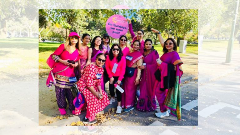 Saheli Club brings Indian cultural pride in pink sarees to Melbourne’s Mother’s Day Classic