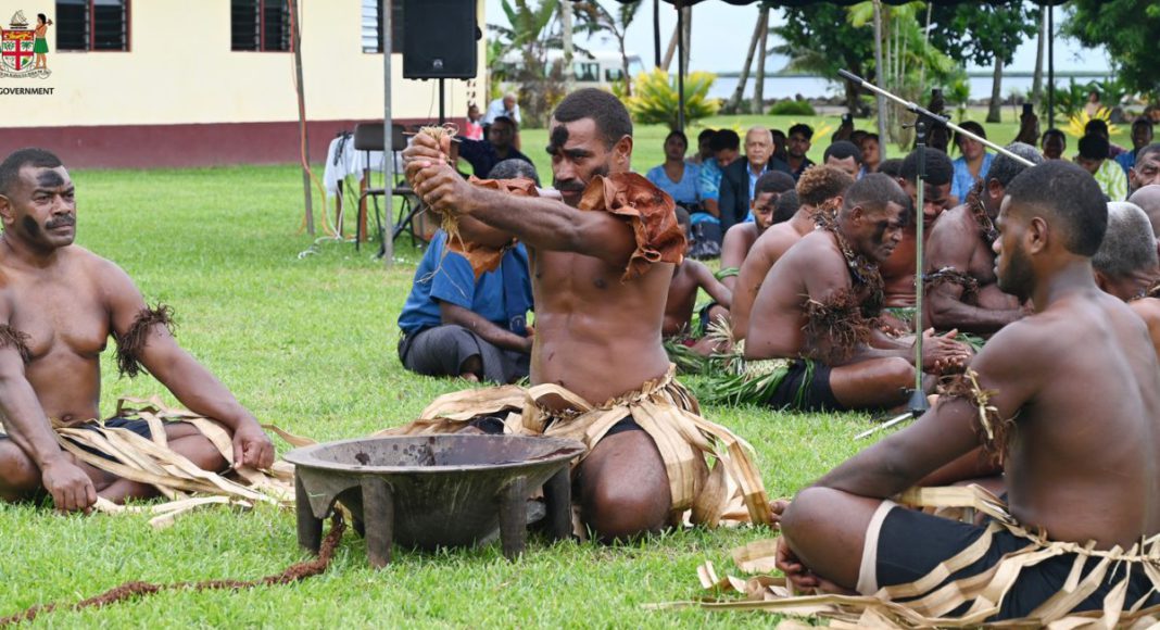 Image: The President of the Republic of Fiji, Ratu Naiqama Lalabalavu, is accorded a full traditional welcome in Naduri, Macuata—the traditional seat of Na Turaga Tui Macuata, former President Ratu Wiliame Katonivere. (Source: Fiji Government/Facebook)
