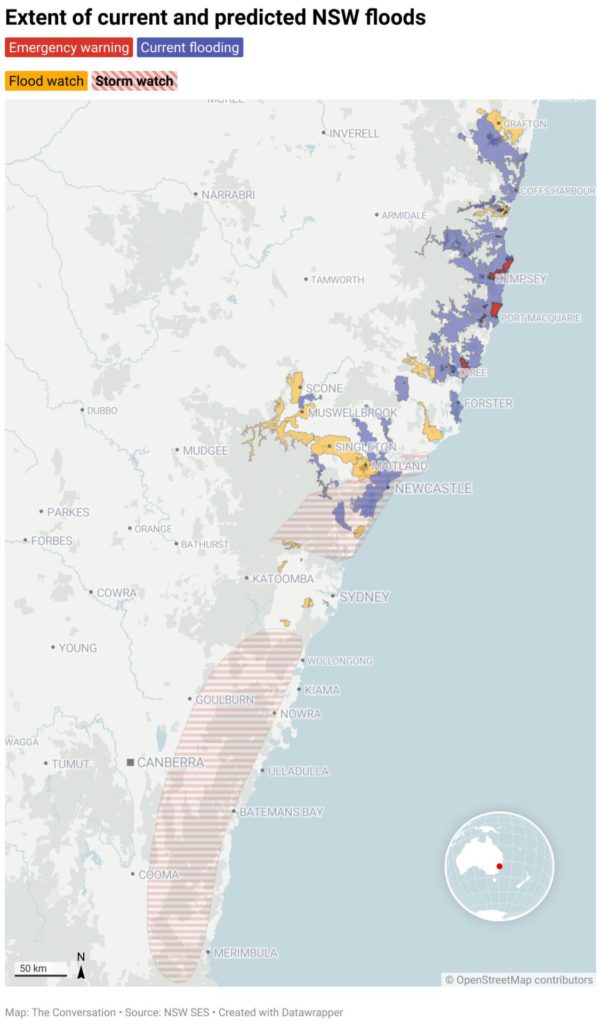 extent of current and predicted nsw floods 1