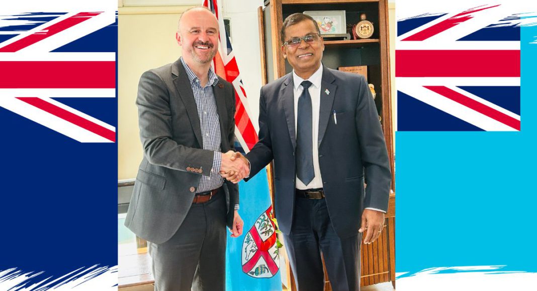Image: Fiji’s Deputy Prime Minister and Minister for Finance, Prof. Biman Prasad, welcomed the Chief Minister of the Australian Capital Territory (ACT), Andrew Barr (Source: X)