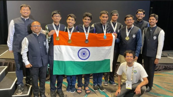 Image: IMO Medallist 2025 - Adhitya Mangudy (Gold), Aadish Jain (Silver), Abel Mathew (Silver), Kanav (Gold), Aarav (Gold), Archit Manas (Bronze) (Source: Facebook - Homi Bhabha Centre for Science Education,TIFR)