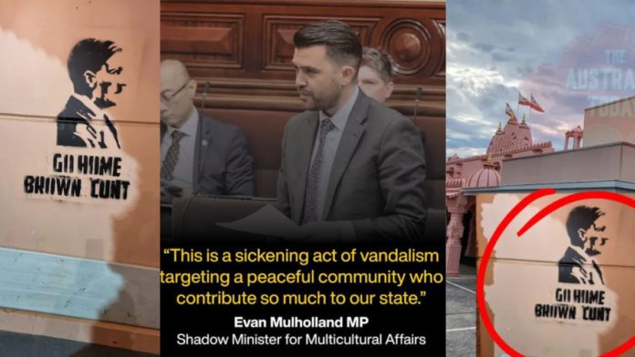 Image: Evan Mulholland MP, Liberal Member for the Northern Metropolitan Region, described the attack on Shree Swaminarayan temple in Melbourne as disgraceful and cowardly (Source: Facebook)