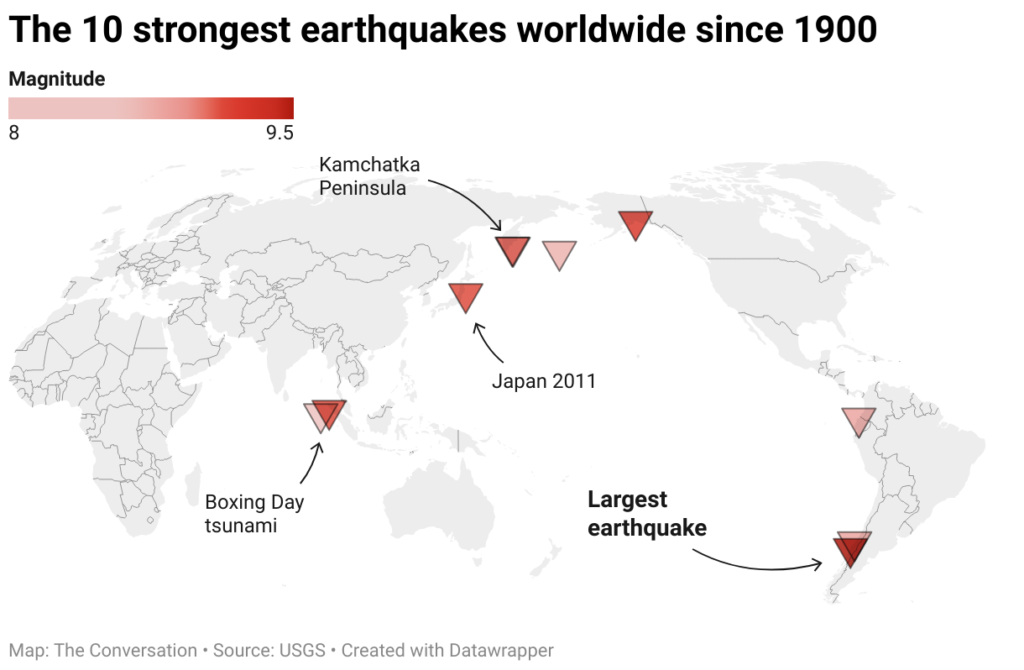 the 10 strongest earthquakes worldwide since 1900 5