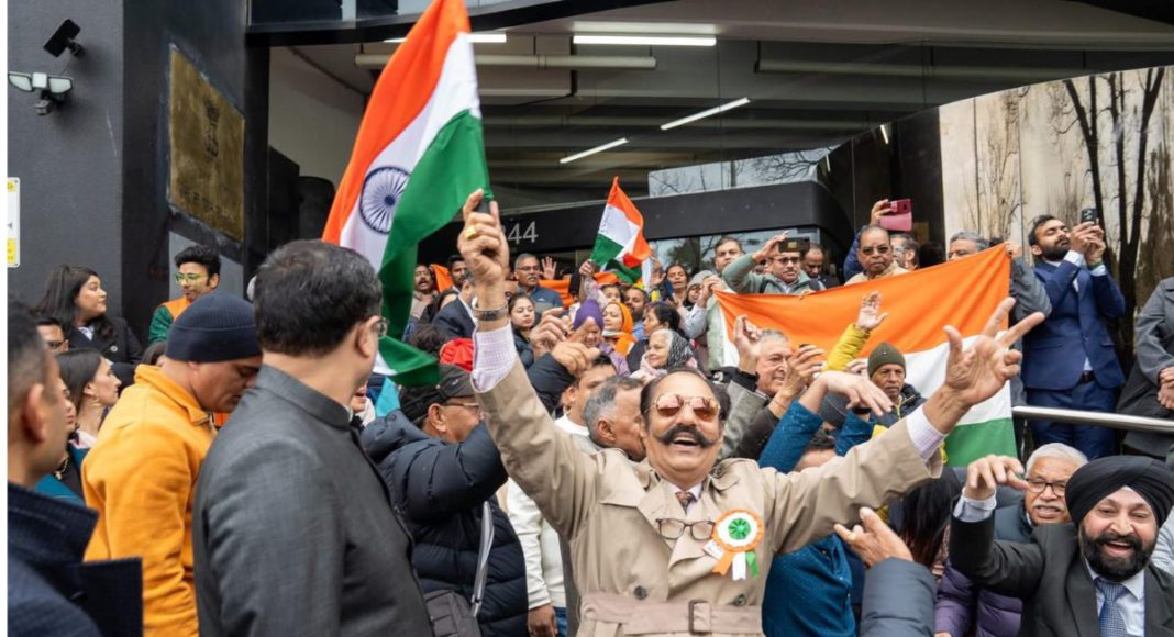 Image: Indians across Canberra, Melbourne, Perth, Sydney and Brisbane celebrated India’s 79th Independence Day with flag hoisting, patriotic performances and vibrant cultural events (Source: CGI Melbourne - X)