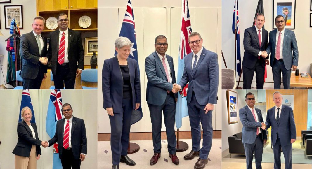 Image: Fiji's Deputy PM Biman Prasad meets Australian leaders to boost education, climate action and regional ties (Source: Facebook)