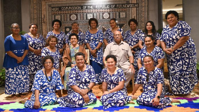 Image: Fiji's Prime Minister Sitiveni Rabuka with 16 primary school teachers representing Fiji at the WAGGGS Asia-Pacific Regional Conference (Source: Facebook - Fiji Government)