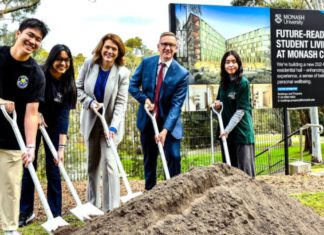 Julian Hill turns first sod at Monash Uni’s new 252-bed residence for domestic and international students