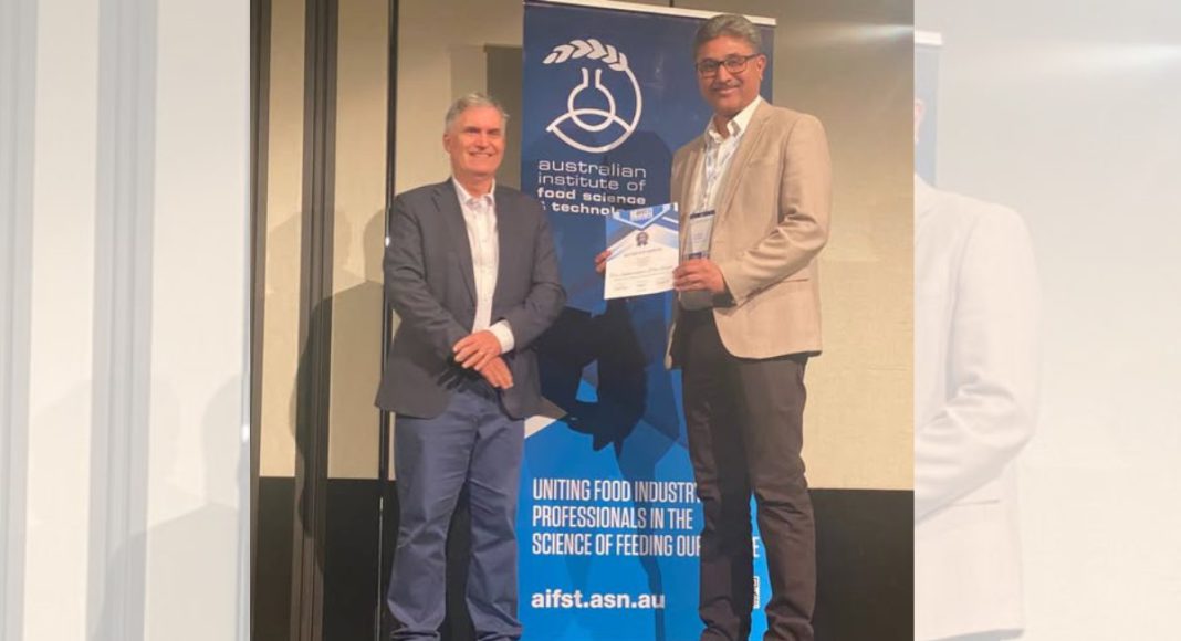 Image: Dr Sukhvinder Pal (SP) Singh honoured with the prestigious Food Safety Award 2025 from the Australian Institute of Food Science and Technology (Source: Fcaebook)