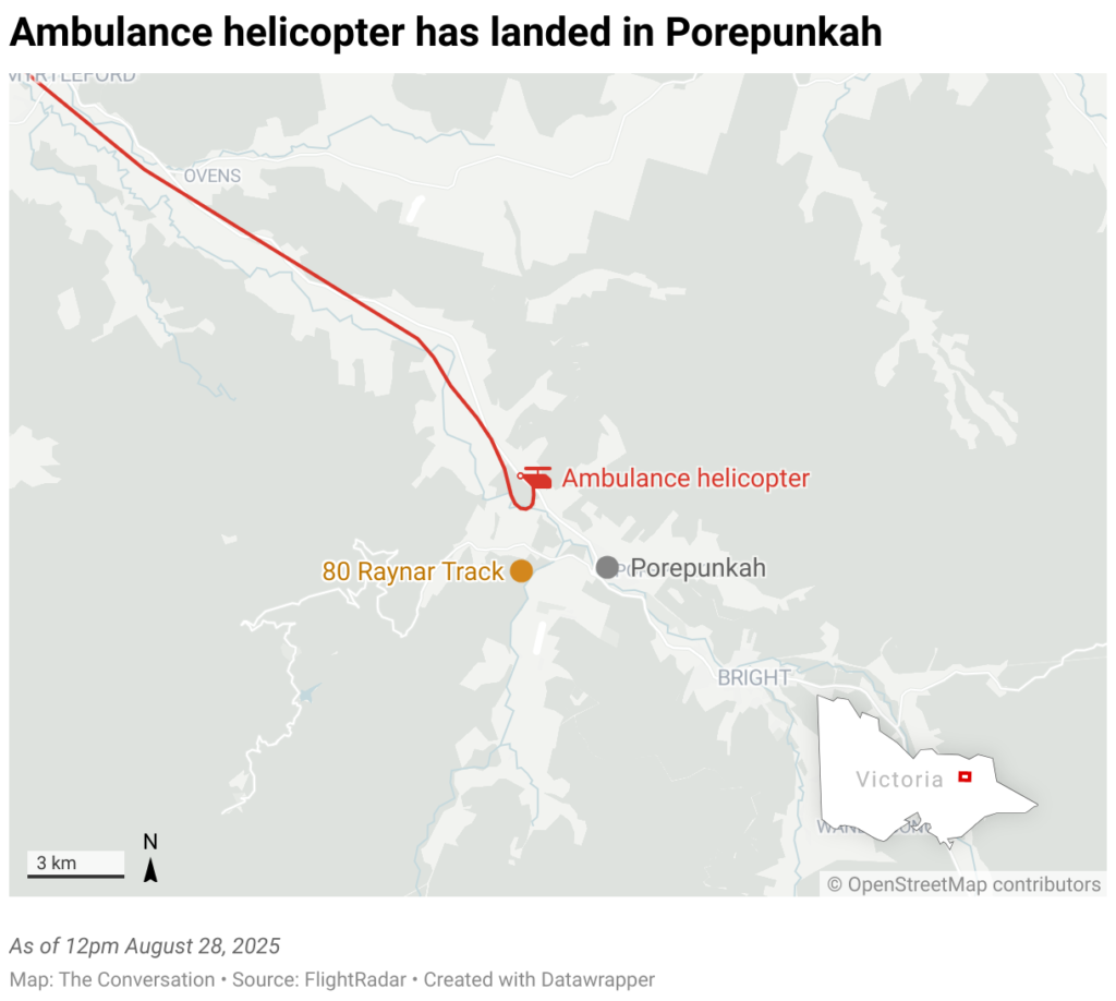 ambulance helicopter has landed in porepunkah 2