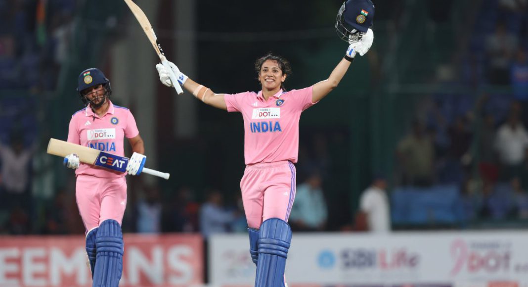 Image: Smriti Mandhana smashed 125 off 63 balls in the decider, registering the second-fastest century by an Indian batter (Source: BCCI - X)