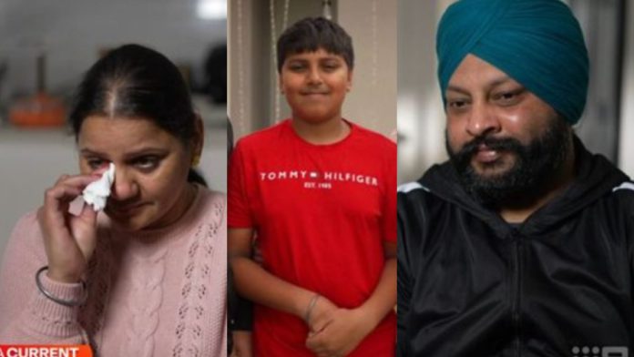 Image: Abhijot with parents Amandeep and Stiven Singh (Source: Screenshot - A Current Affair - 9News)