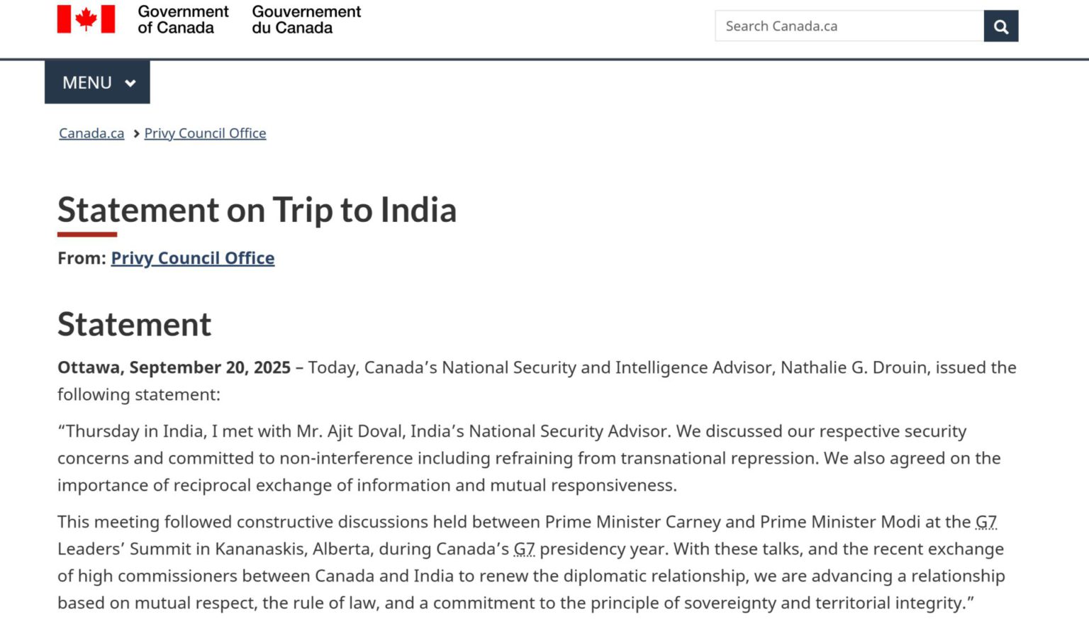 Pledge Counter India and Canada mend security ties, pledge counter-terror cooperation ...