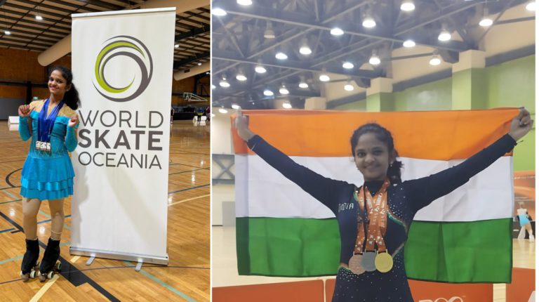 Indian teen Chaitra Deepika Pediredla shines with triple gold at World Skate Oceania in Queensland