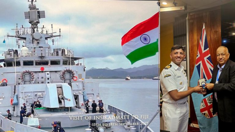 India’s indigenous submarine-hunting warship INS Kadmatt sails into Fiji