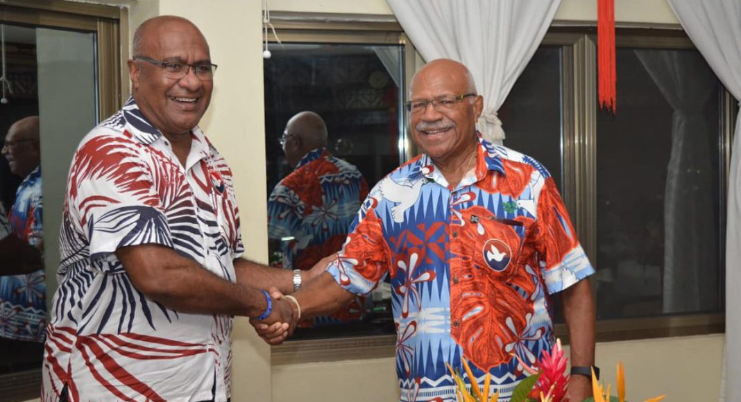 Image: Fiji’s Deputy Prime Minister Manoa Kamikamica and Prime Minister Sitiveni Rabuka (Source: Facebook)