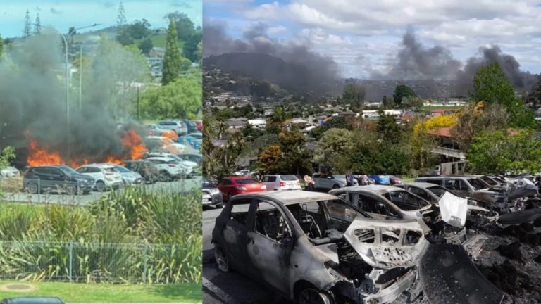 Hot exhaust blamed for hospital carpark fire that damaged 28 vehicles in New Zealand