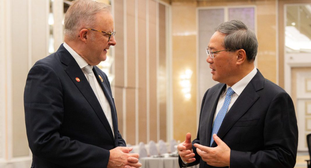 Image: Prime Minister Anthony Albanese with China's Premier Li Qiang (Source: X)