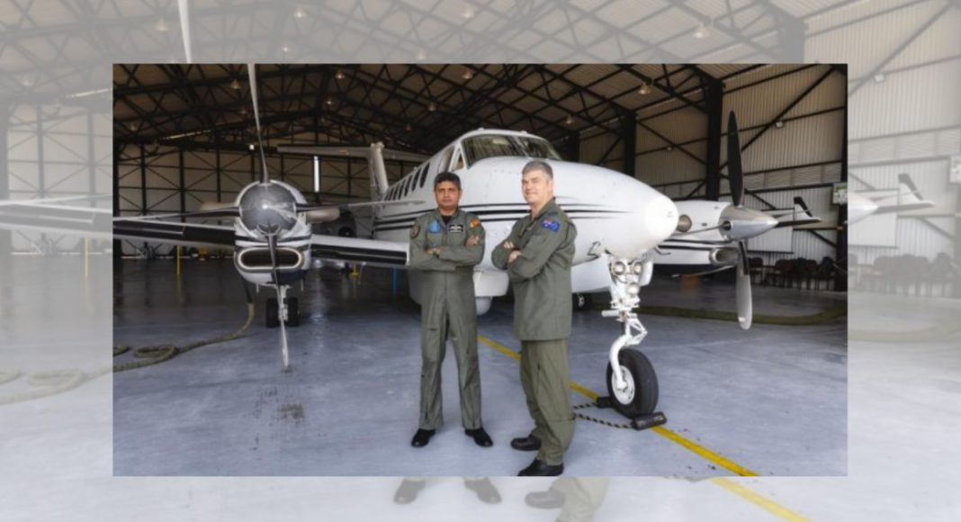 Image: Group Captain Nishantha Senavirathne and Squadron Leader Glenn Canfield inspect a Beechcraft King Air 350 aircraft during an official visit to Sri Lanka Air Force Academy China Bay as part of Indo-Pacific Endeavour 2025. (Photo: Leading Seaman Sittichai Sakonpoonpol / Source: Australian Defence)