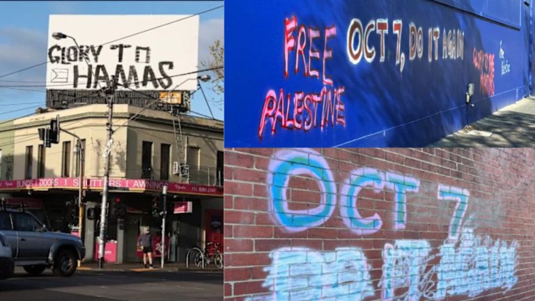 Australia remembers victims of October 7 as ‘disgraceful’ pro-Hamas graffiti in Melbourne draws outrage
