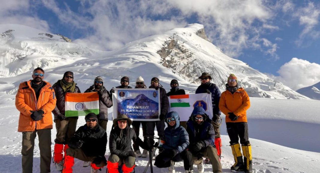 Image: Indian Navy’s mountaineering team has successfully scaled Mt Black Peak (6,387 m) in Uttarakhand (Source: X - @IN_HQENC)