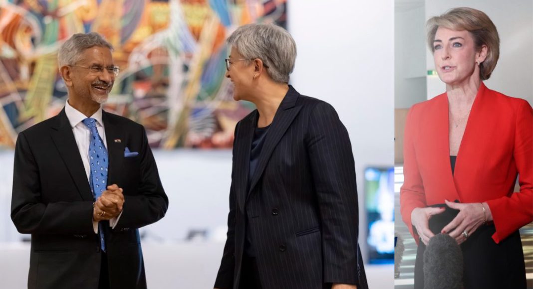 Image: Senator Michaelia Cash, Senator Penny Wong and India's MEA Dr S. Jaishankar 9Source: X)