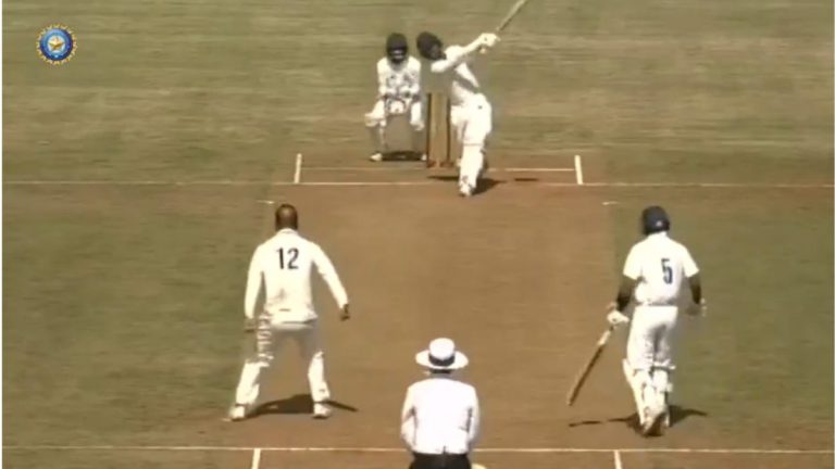 India’s Akash Choudhary belts eight straight sixes to smash fastest first-class fifty