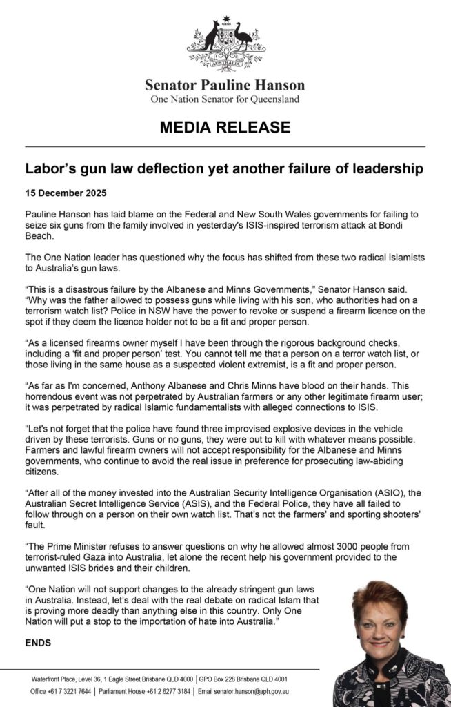 Albanese pushes tougher gun laws as Hanson blames “radical Islam” after Bondi terror attack 1 600520780 1414405126719672 7106027945718660941 n 1