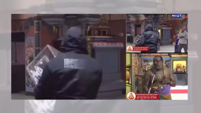 Image: Masked thief steals donation box from Hindu temple in broad daylight (Source: X)