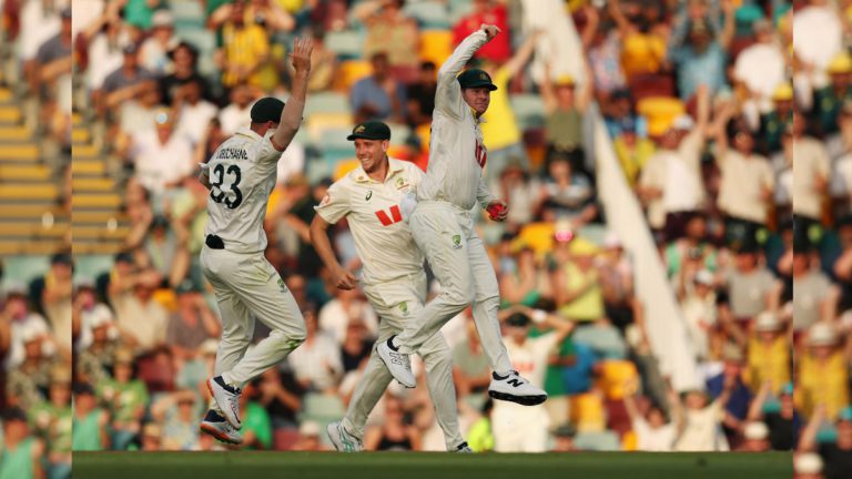 Australia have put one hand on the Ashes urn, thumping England by eight wickets at the Gabba