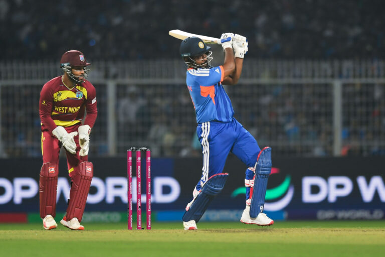 Sanju Samson’s unbeaten 97 powers India into T20 World Cup semifinals after thriller against West Indies