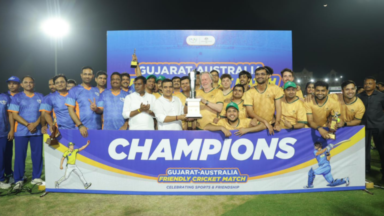 Aussie and Indian leaders face off in first-of-its-kind friendly T10 cricket match in Gujarat