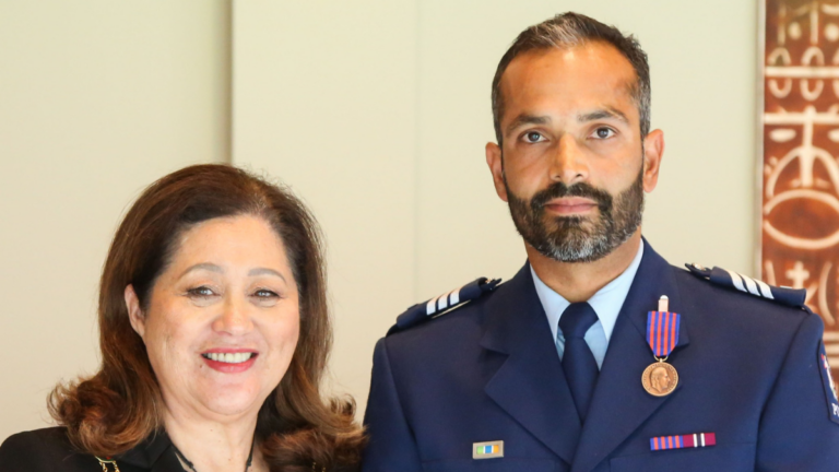 Hero officer Sgt Harry Ghodke receives bravery medal for saving young boy from drowning