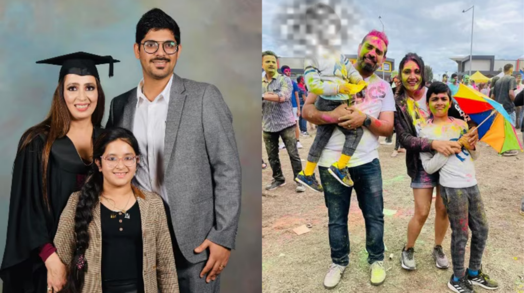 Vivek Bhatia (Right) and his son, Vihaan Bhatia (standing with his mother), died at the scene, alongside friends Pratibha Sharma (in academic gown) and her partner, Jatin Kumar (left). Sharma’s daughter, Anvi, died later in hospital. Ruchi Bhatia and son Abeer (blurred) were seriously injured at Daylesford Pub. Image Source: The Australia Today